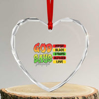God Says I Am Heart Crystal Glass Ornament Juneteenth Faith Black Excellence Affirmation Pan-African Colors - Wonder Print Shop