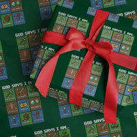 God Says I Am Pixel Art Graphic Wrapping Paper Roll Christian Affirmation Gamer Bible Verses - Wonder Print Shop