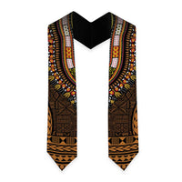 Gold Dashiki and Tapa Pattern Graduation Stole Africa-Polynesia Together Culture