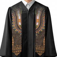 Gold Dashiki and Tapa Pattern Graduation Stole Africa-Polynesia Together Culture