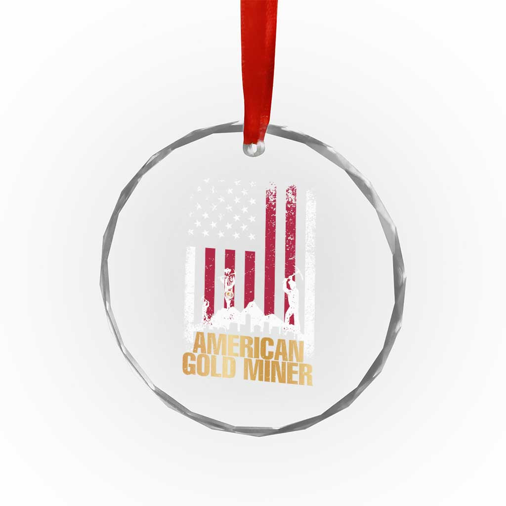 Gold Miner Patriotic American Flag Crystal Glass Ornament - Wonder Print Shop
