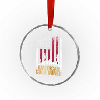 Gold Miner Patriotic American Flag Crystal Glass Ornament - Wonder Print Shop