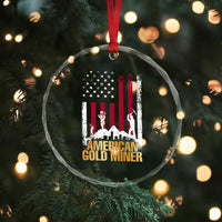 Gold Miner Patriotic American Flag Crystal Glass Ornament - Wonder Print Shop