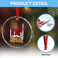 Gold Miner Patriotic American Flag Crystal Glass Ornament - Wonder Print Shop