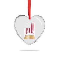 Gold Miner Patriotic American Flag Heart Crystal Glass Ornament - Wonder Print Shop
