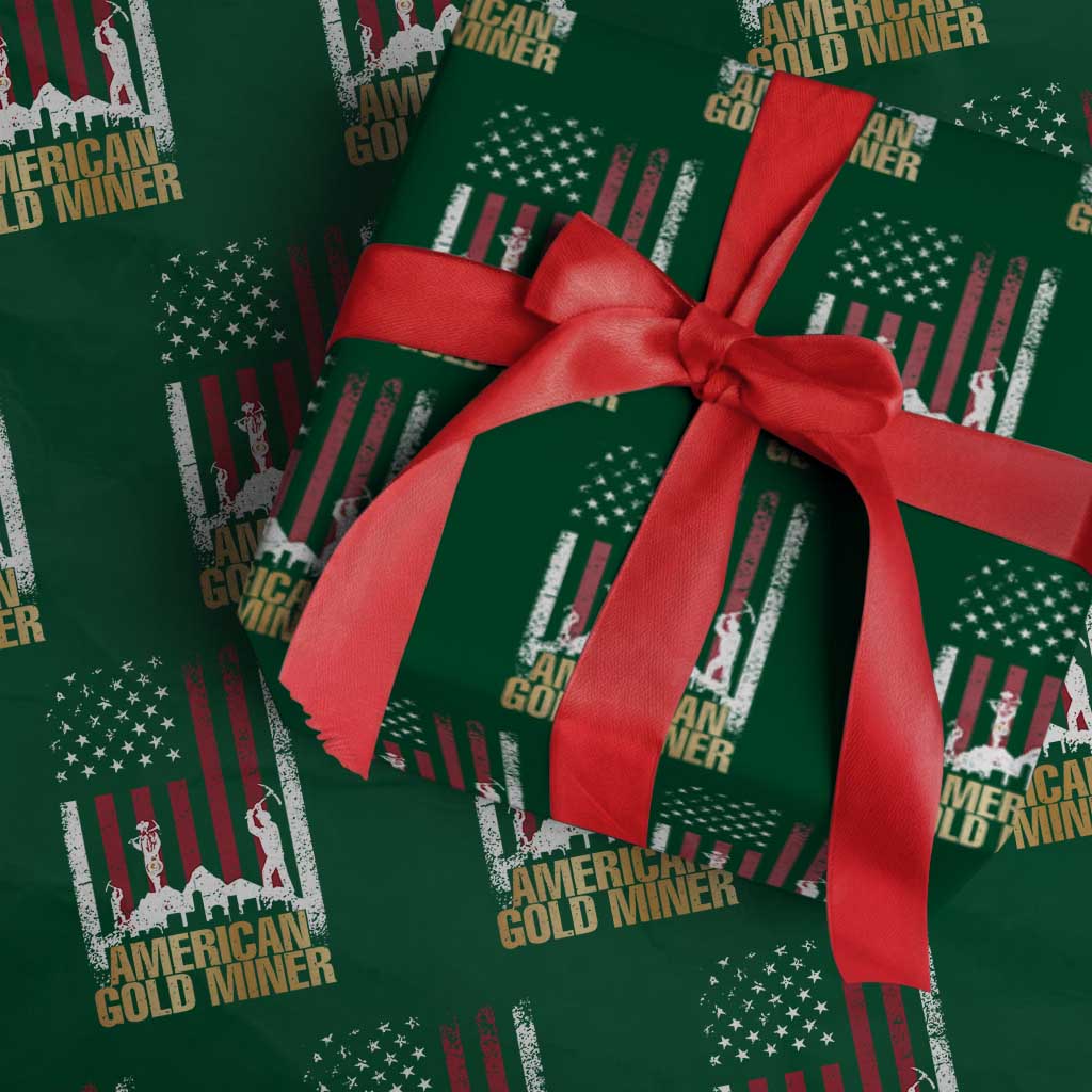 Gold Miner Patriotic American Flag Wrapping Paper Roll - Wonder Print Shop