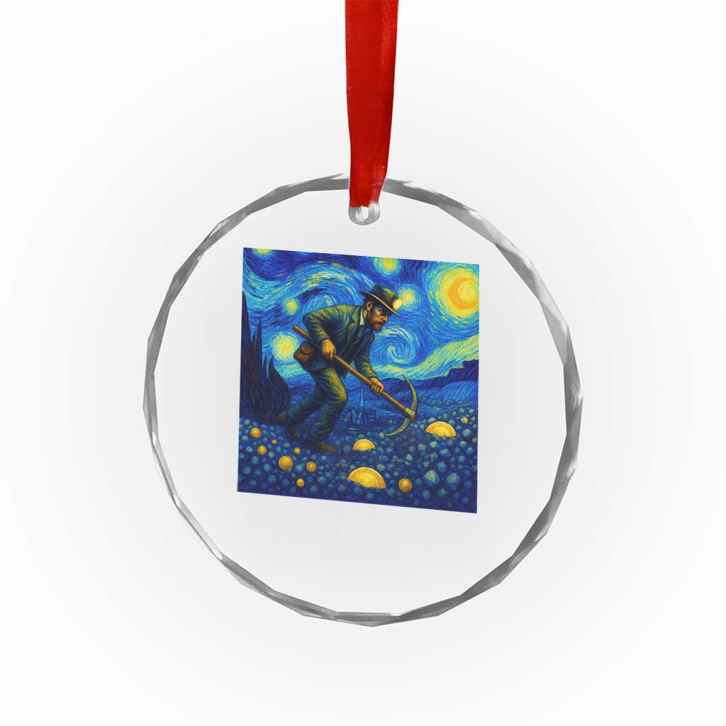 Gold Miner Starry Night Van Gogh Crystal Glass Ornament - Wonder Print Shop