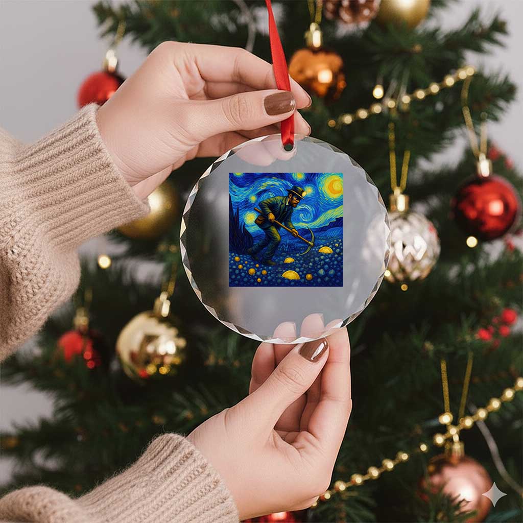 Gold Miner Starry Night Van Gogh Crystal Glass Ornament - Wonder Print Shop