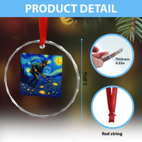 Gold Miner Starry Night Van Gogh Crystal Glass Ornament - Wonder Print Shop