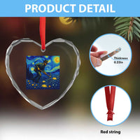 Gold Miner Starry Night Van Gogh Heart Crystal Glass Ornament - Wonder Print Shop