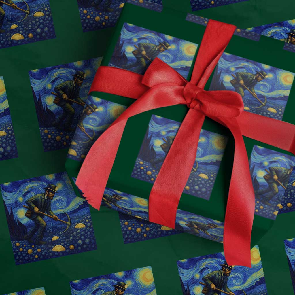 Gold Miner Starry Night Van Gogh Wrapping Paper Roll - Wonder Print Shop