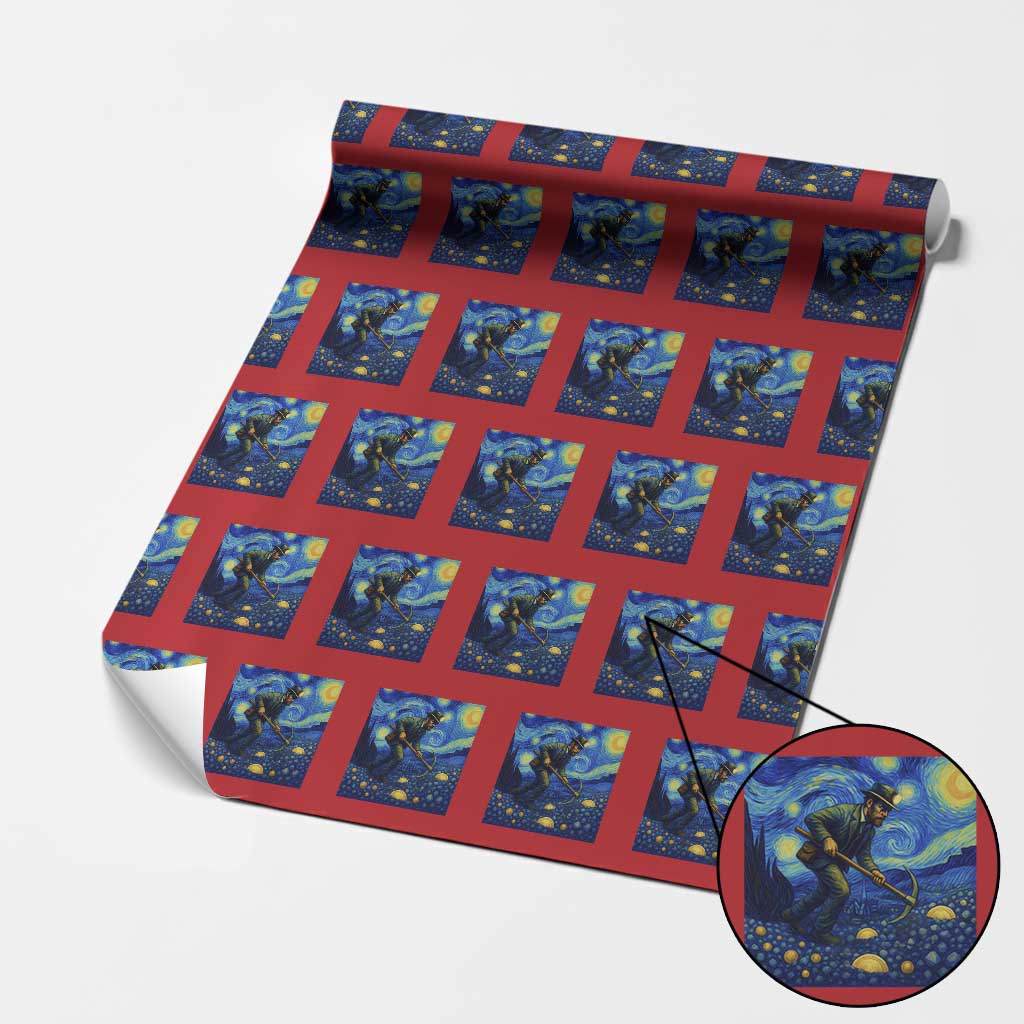 Gold Miner Starry Night Van Gogh Wrapping Paper Roll - Wonder Print Shop