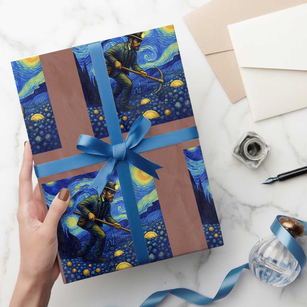 Gold Miner Starry Night Van Gogh Wrapping Paper Roll - Wonder Print Shop
