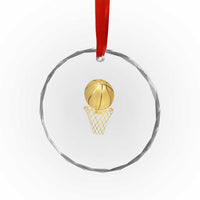 Golden Basketball Hoop Crystal Glass Ornament Trophy Game Player Coach Sports Lover TS02