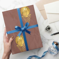 Golden Basketball Hoop Wrapping Paper Roll Trophy Game Player Coach Sports Lover - Wonder Print Shop