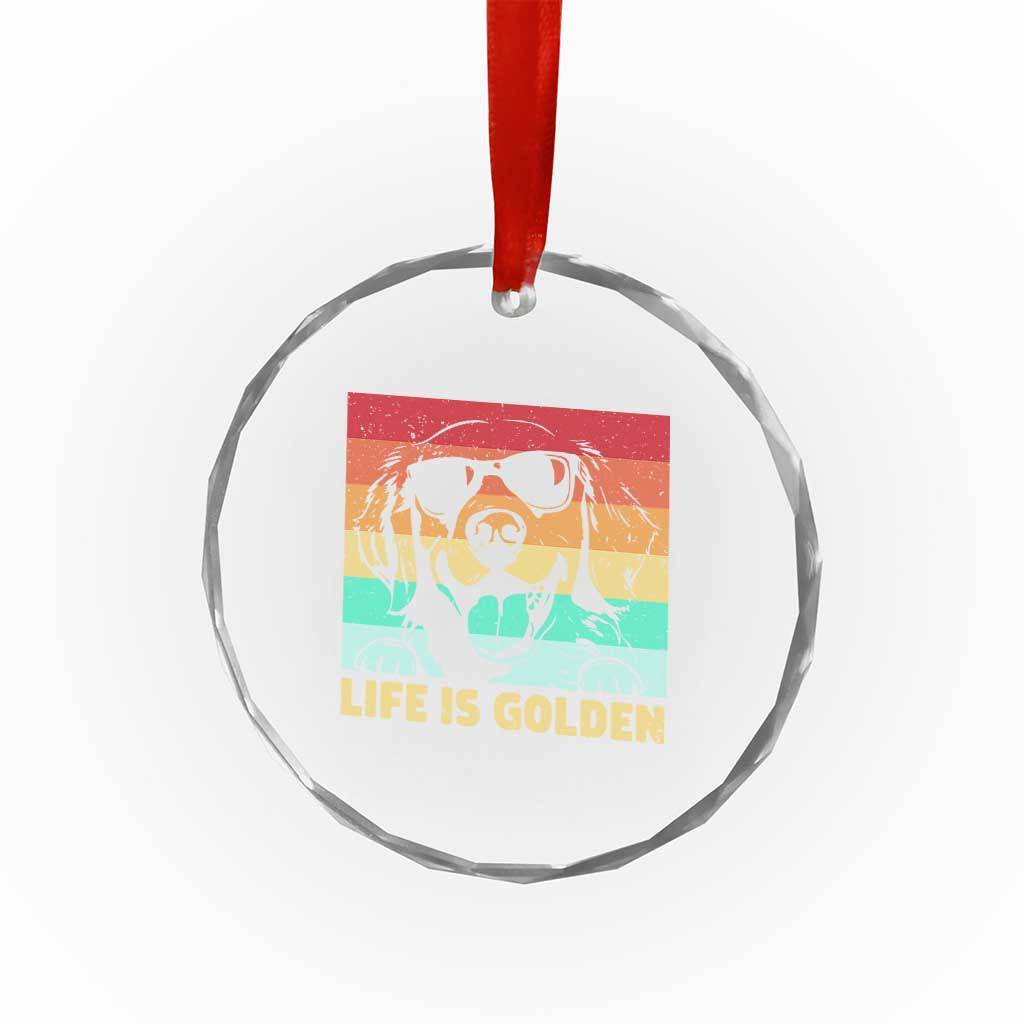 Golden Retriever Dog Crystal Glass Ornament Life is Golden Retro Vintage - Wonder Print Shop