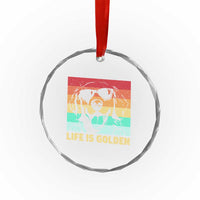Golden Retriever Dog Crystal Glass Ornament Life is Golden Retro Vintage - Wonder Print Shop