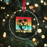 Golden Retriever Dog Crystal Glass Ornament Life is Golden Retro Vintage - Wonder Print Shop