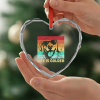 Golden Retriever Dog Heart Crystal Glass Ornament Life is Golden Retro Vintage - Wonder Print Shop