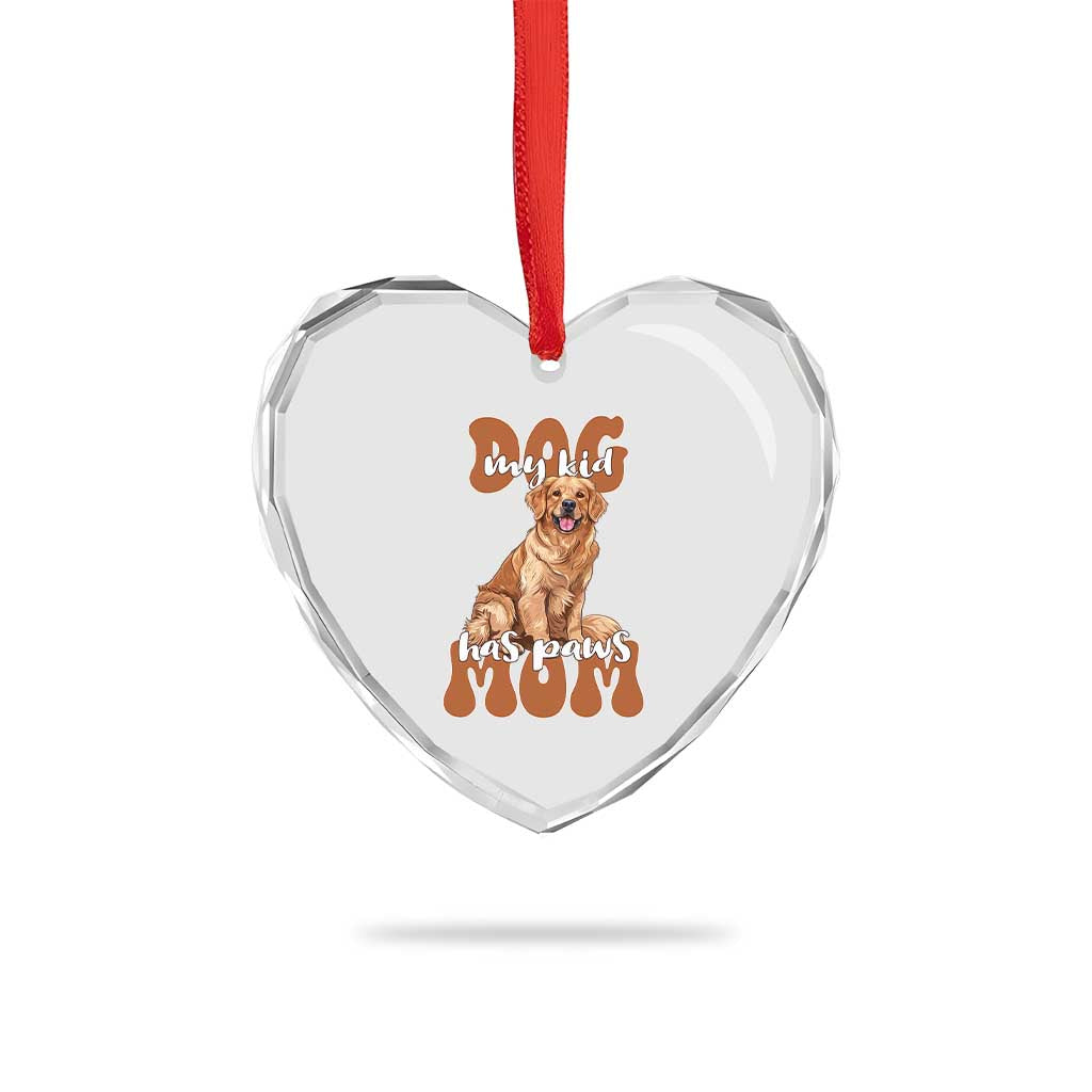 Golden Retriever Heart Crystal Glass Ornament My Kid Has Paws Dog Lover - Wonder Print Shop