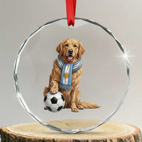 Golden Retriever Soccer Fan Crystal Glass Ornament Argentina Football Pride