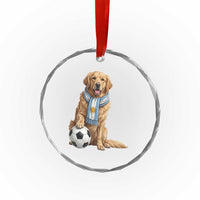 Golden Retriever Soccer Fan Crystal Glass Ornament Argentina Football Pride