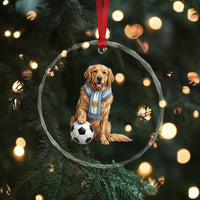 Golden Retriever Soccer Fan Crystal Glass Ornament Argentina Football Pride