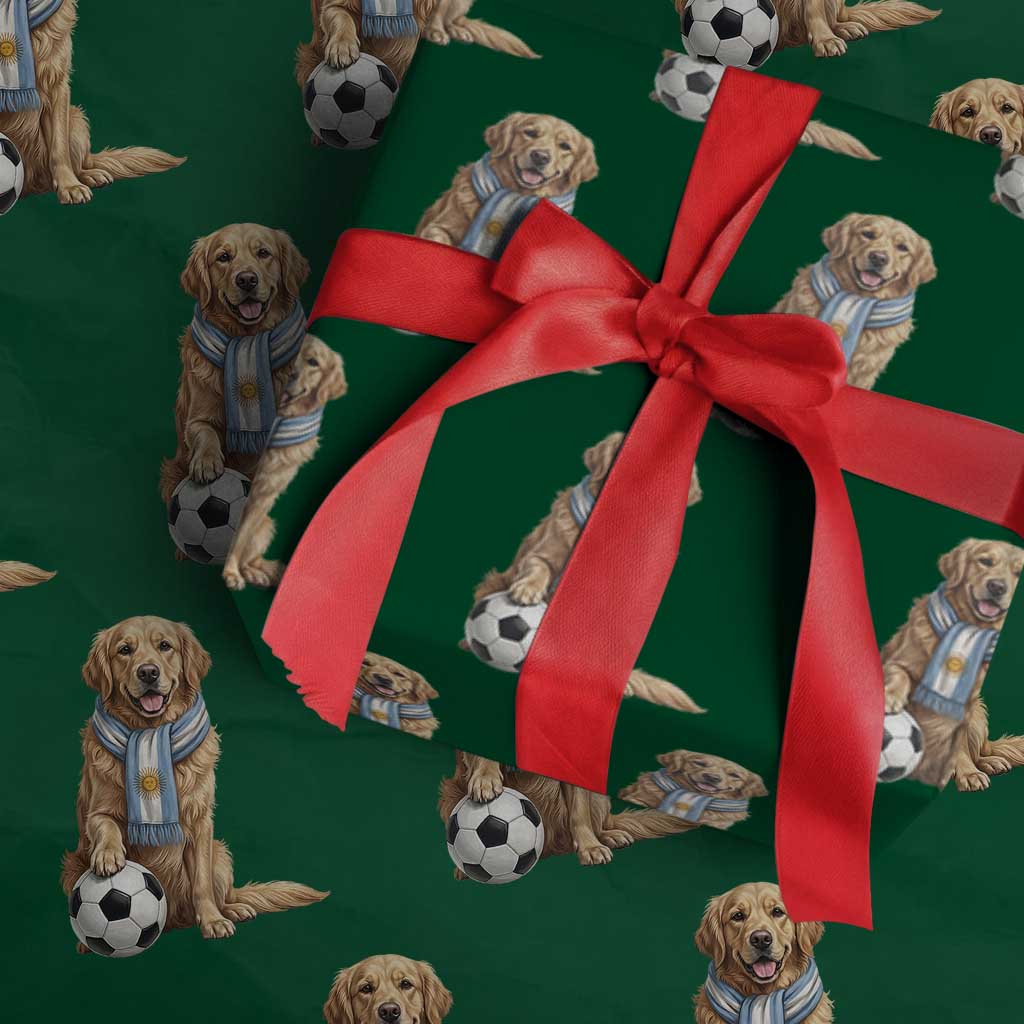 Golden Retriever Soccer Fan Wrapping Paper Roll Argentina Football Pride