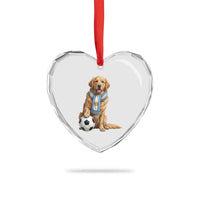 Golden Retriever Soccer Fan Heart Crystal Glass Ornament Argentina Football Pride