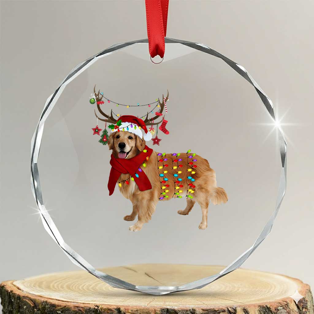 Golden Retriever Xmas Crystal Glass Ornament Gift for Dog Lover Happy New Year Xmas Lights TS10