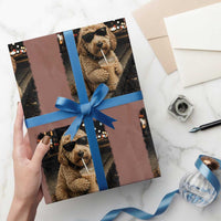 Goldendoodle Drinking Iced Coffee Wrapping Paper Roll Grunge Graphic Funny Dog Lover