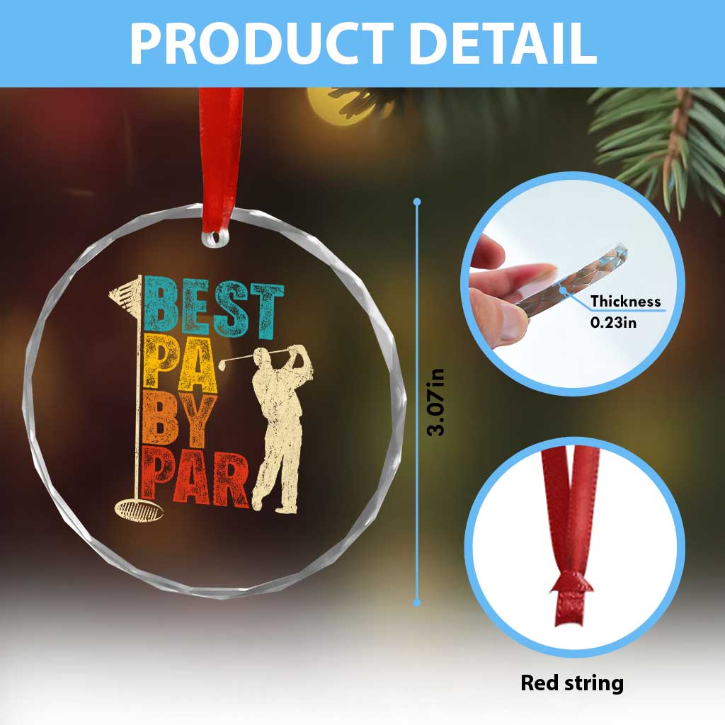 Golf Gifts for Dad Crystal Glass Ornament Retro Best Pa By Par Fathers Day - Wonder Print Shop