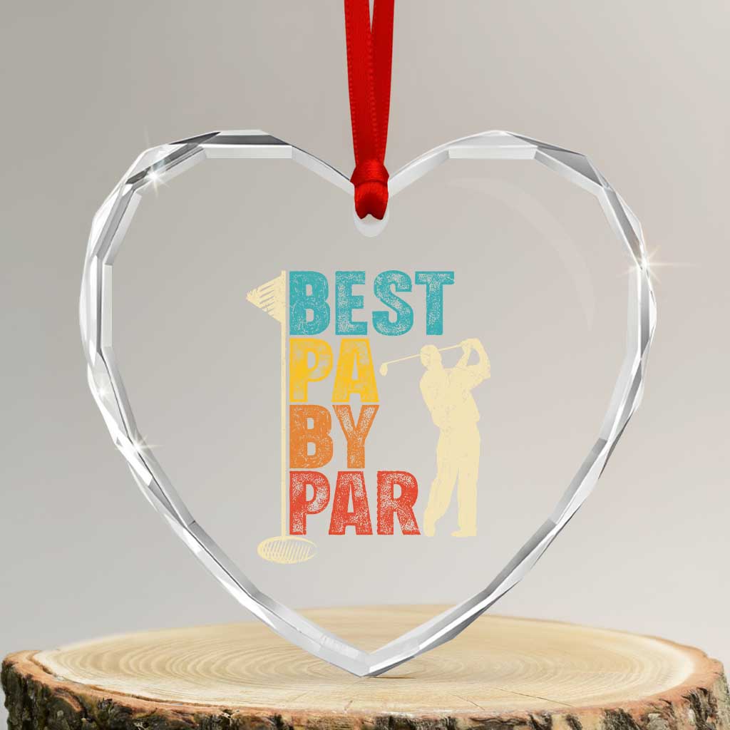 Golf Gifts for Dad Heart Crystal Glass Ornament Retro Best Pa By Par Fathers Day - Wonder Print Shop