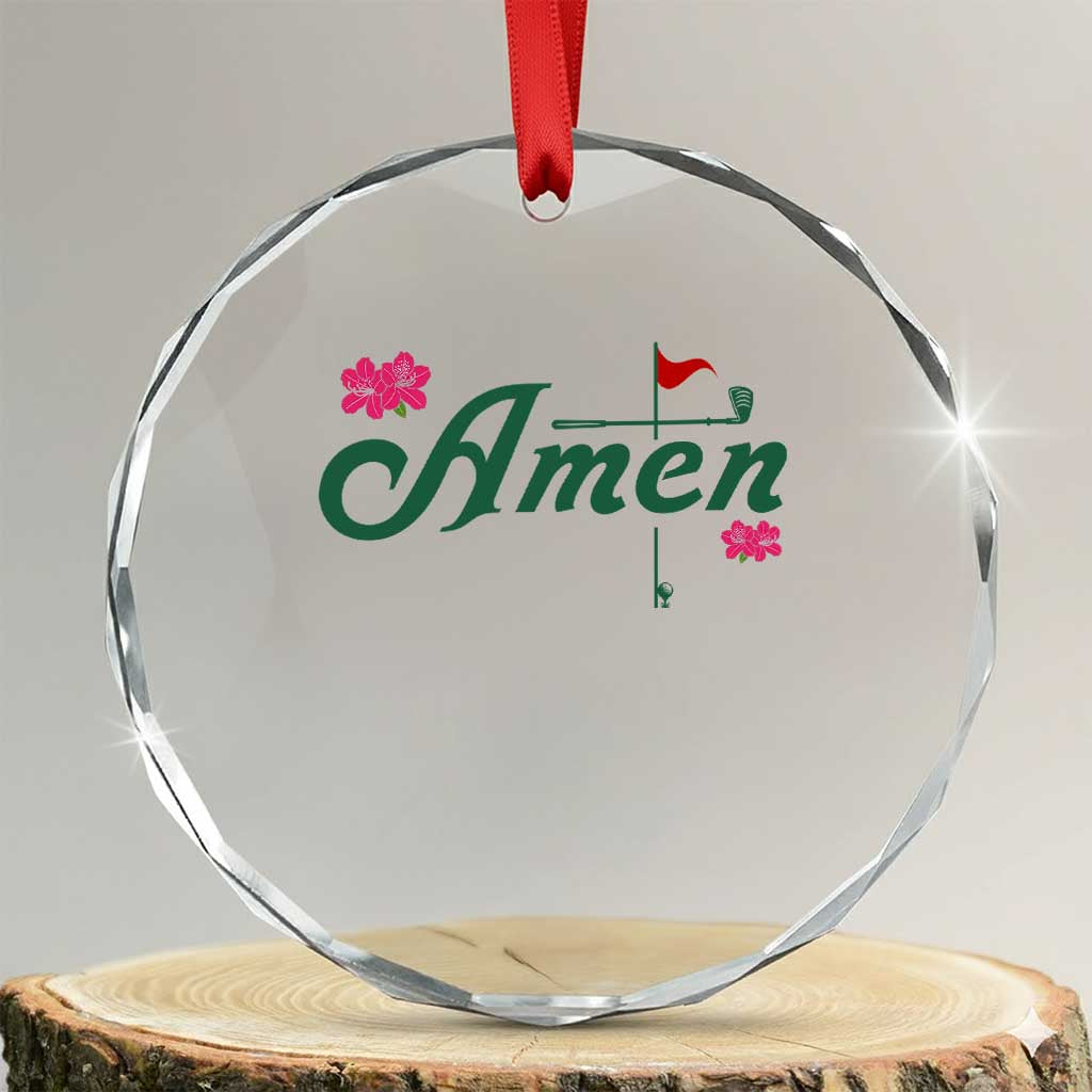 Golf Lover Amen Azalea Graphic Crystal Glass Ornament Augusta Georgia Traditions Golfing Fan