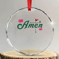 Golf Lover Amen Azalea Graphic Crystal Glass Ornament Augusta Georgia Traditions Golfing Fan