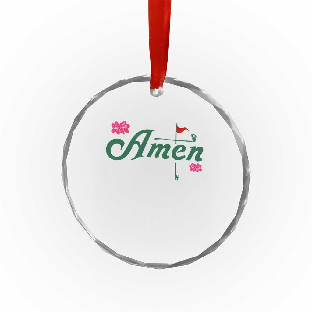 Golf Lover Amen Azalea Graphic Crystal Glass Ornament Augusta Georgia Traditions Golfing Fan