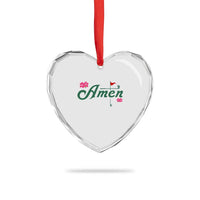 Golf Lover Amen Azalea Graphic Heart Crystal Glass Ornament Augusta Georgia Traditions Golfing Fan
