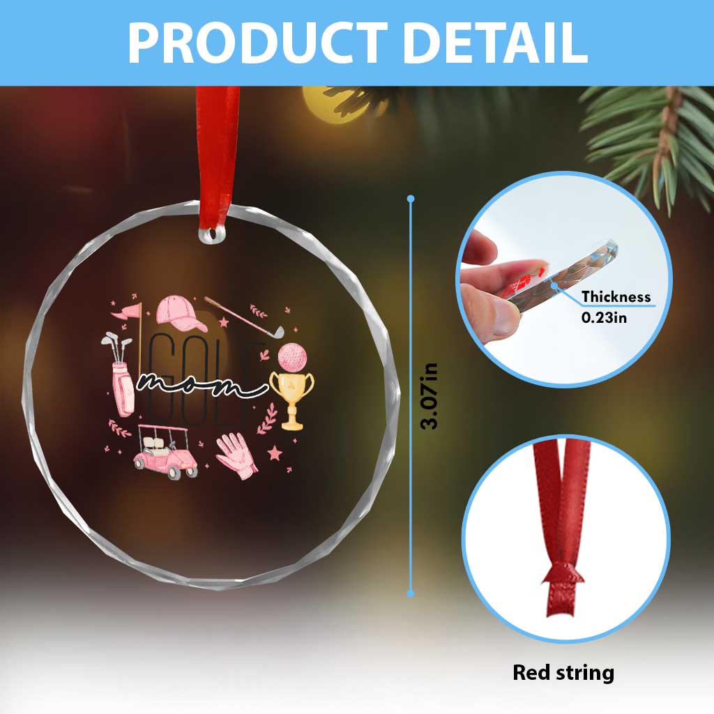 Golf Mom Life Proud Crystal Glass Ornament Sports Lover Gift - Wonder Print Shop