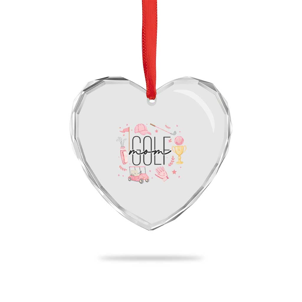 Golf Mom Life Proud Heart Crystal Glass Ornament Sports Lover Gift - Wonder Print Shop