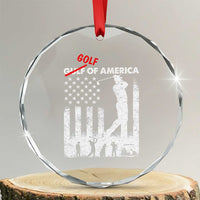 Golf Of America Patriotic USA Flag Crystal Glass Ornament Funny Golfing Pun American Sports Gift for Patriotic Golfers n Dads