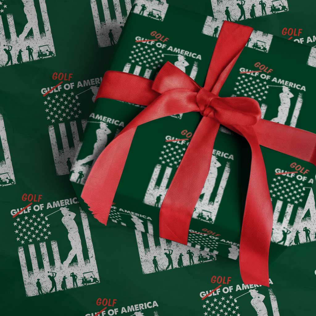 Golf Of America Patriotic USA Flag Wrapping Paper Roll Funny Golfing Pun American Sports Gift for Patriotic Golfers n Dads