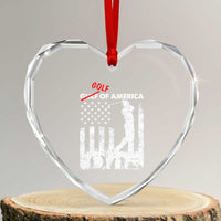 Golf Of America Patriotic USA Flag Heart Crystal Glass Ornament Funny Golfing Pun American Sports Gift for Patriotic Golfers n Dads