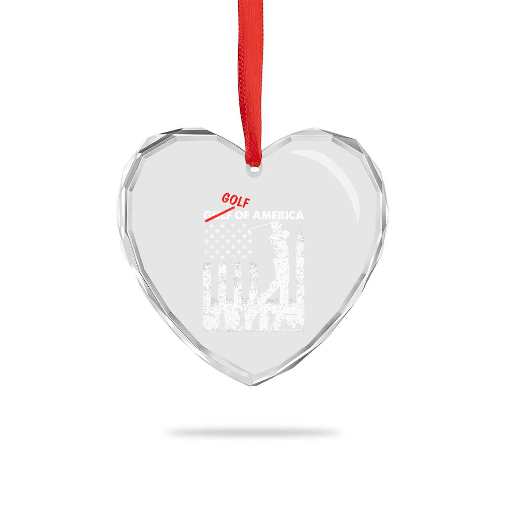 Golf Of America Patriotic USA Flag Heart Crystal Glass Ornament Funny Golfing Pun American Sports Gift for Patriotic Golfers n Dads