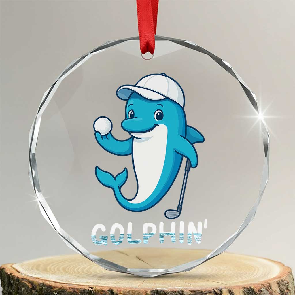 Golphin Dolphin Pun Crystal Glass Ornament Funny Golf Gift - Wonder Print Shop
