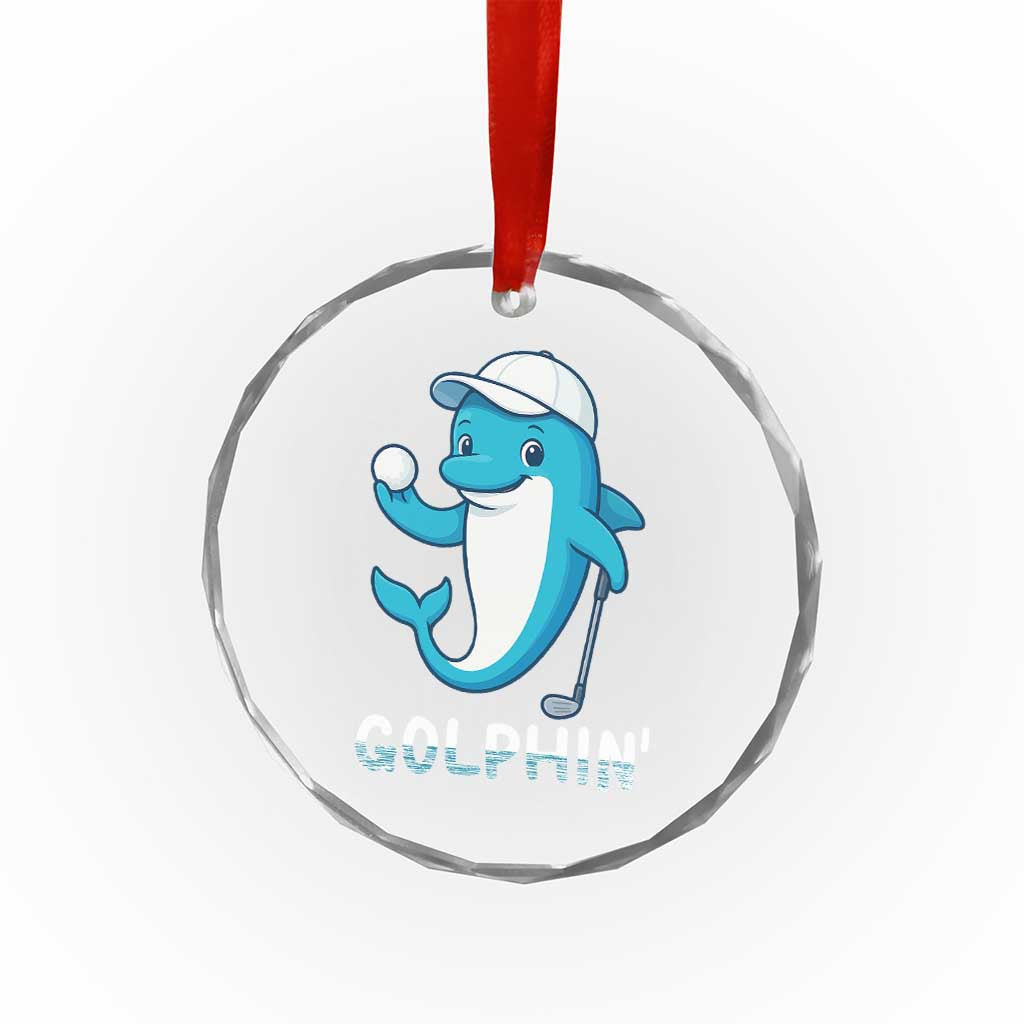 Golphin Dolphin Pun Crystal Glass Ornament Funny Golf Gift - Wonder Print Shop