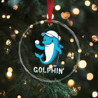 Golphin Dolphin Pun Crystal Glass Ornament Funny Golf Gift - Wonder Print Shop