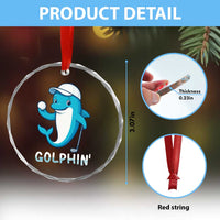 Golphin Dolphin Pun Crystal Glass Ornament Funny Golf Gift - Wonder Print Shop