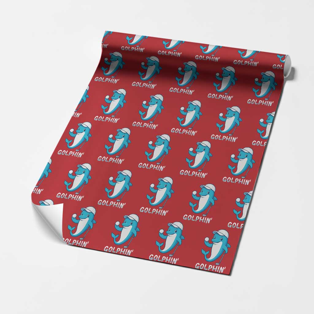 Golphin Dolphin Pun Wrapping Paper Roll Funny Golf Gift - Wonder Print Shop