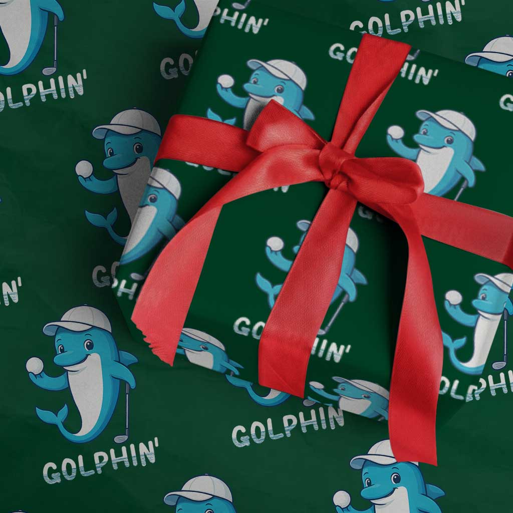 Golphin Dolphin Pun Wrapping Paper Roll Funny Golf Gift - Wonder Print Shop