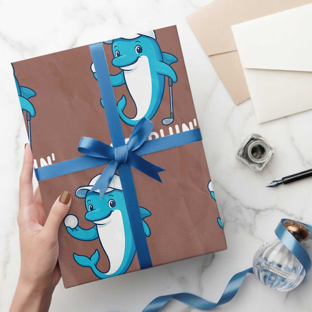 Golphin Dolphin Pun Wrapping Paper Roll Funny Golf Gift - Wonder Print Shop